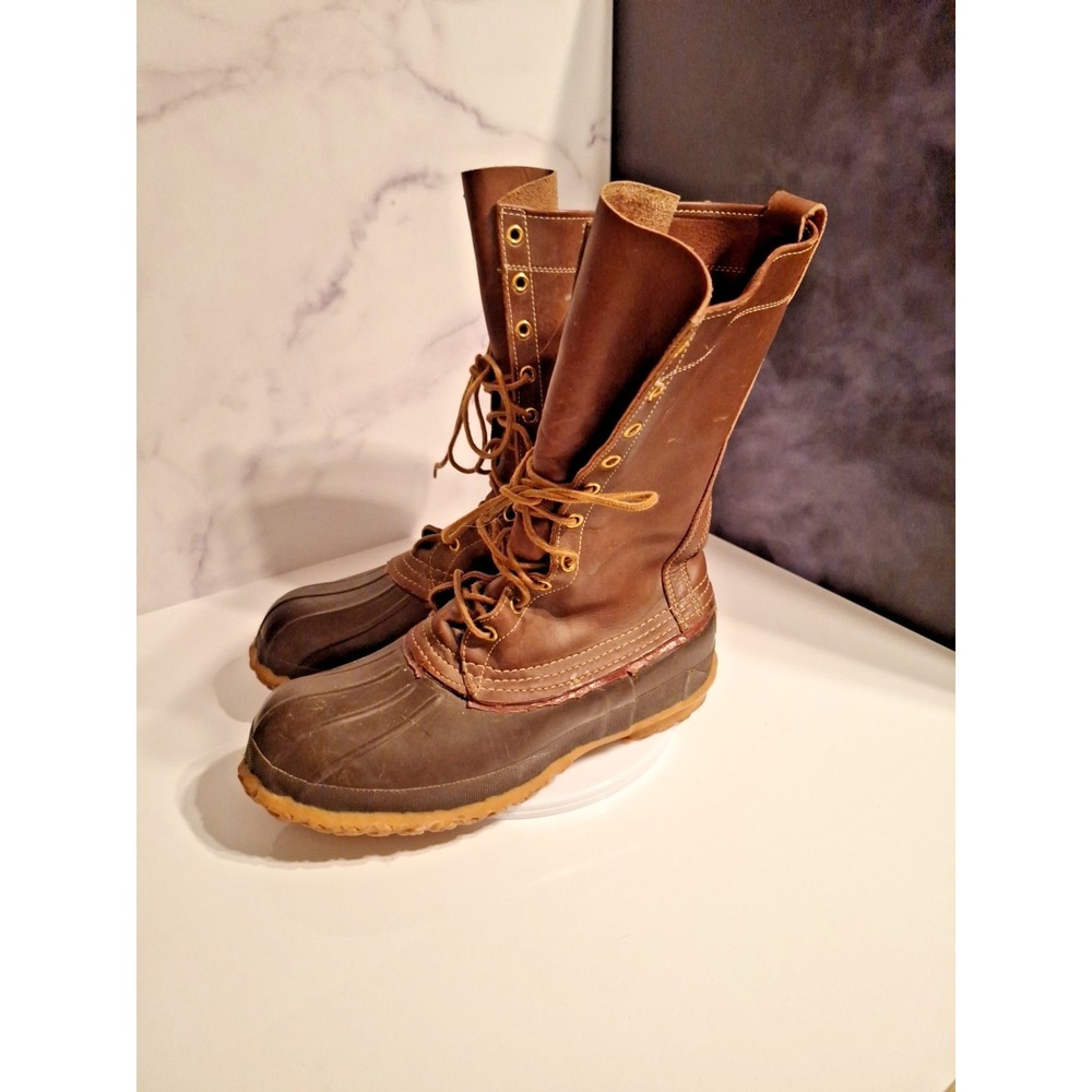 Vintage LL Bean Maine Hunting Shoes Duck Boots Size 8 M  12" Inches Tall USA